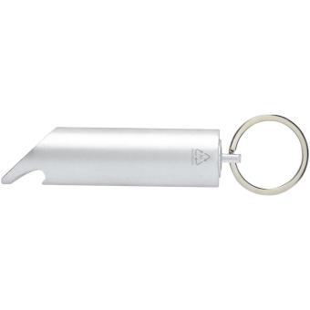 Flare RCS recycled aluminium IPX LED light and bottle opener with keychain Silver