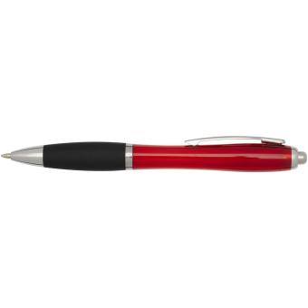 Nash RCS recycled plastic ballpoint pen with coloured barrel and black grip (black ink) Red