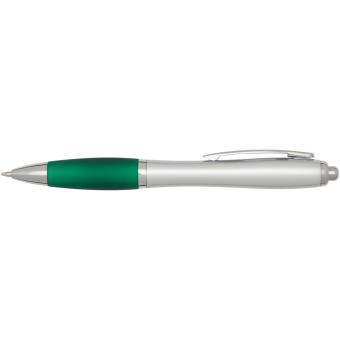 Nash RCS recycled plastic ballpoint pen with silver barrel and coloured grip (black ink) Green