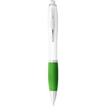 Nash ballpoint pen white barrel and coloured grip, white White, softgreen