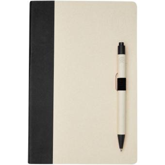 Dairy Dream A5 size reference recycled milk cartons notebook and ballpoint pen set Black