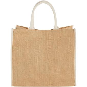 Harry coloured edge jute tote bag 25L, nature Nature,white