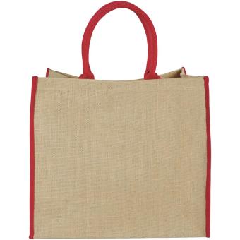 Harry coloured edge jute tote bag 25L, nature Nature,red