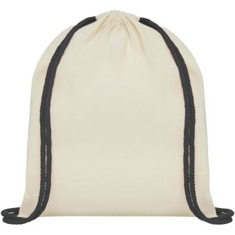 Oregon 100 g/m² cotton drawstring bag with coloured cords 5L, nature Nature,black