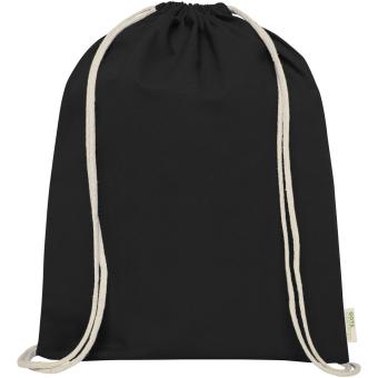 Orissa 100 g/m² GOTS organic cotton drawstring bag 5L Black