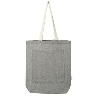 Pheebs 150 g/m² recycled cotton tote bag with front pocket 9L Smoke