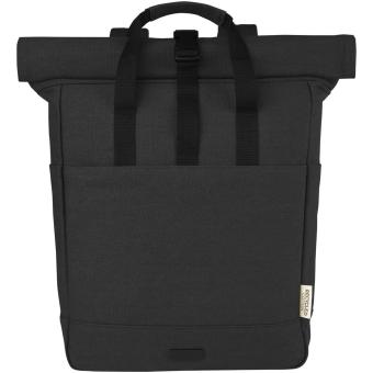 Joey 15" GRS Rolltop Laptoprucksack aus recyceltem Canvas 15 L Schwarz