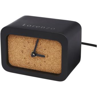 Momento wireless limestone charging desk clock Black