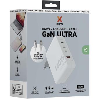 Xtorm XVC2140 GaN Ultra 140 W Reiseladegerät mit 240 W USB-C PD-Kabel Weiß