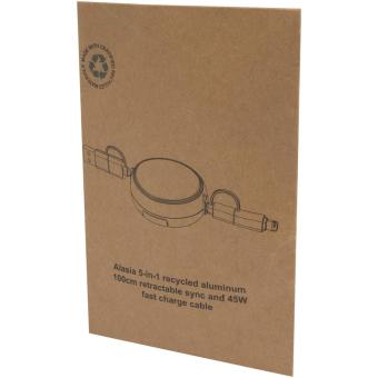 Alasia 100 cm 5-in-1 Kabel aus recyceltem Kunststoff und Aluminium, einziehbar, für Datenübertragung und mit 45W Schnellladung Rot