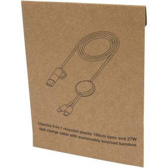 Chechia 150 cm 5-in-1 Kabel aus recyceltem Kunststoff für Datenübertragung und 27W Schnellladung mit Bambusdetails Schwarz
