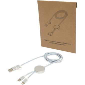 Alasia 5-in-1 recycled aluminium and plastic 150 cm data sync and 27W fast charge cable 