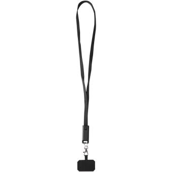 Franz 5 in 1 Lanyard Kabel aus recyceltem Kunststoff für Smartphones mit integrierter Datensynchronisierung und 65 W Schnellladefunktion Schwarz