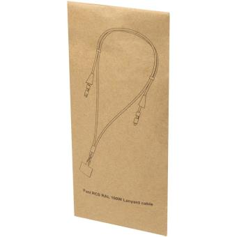 Funi recycled plastic smartphone lanyard with built-in data sync and 100W fast charge 5-in-1 cable Black