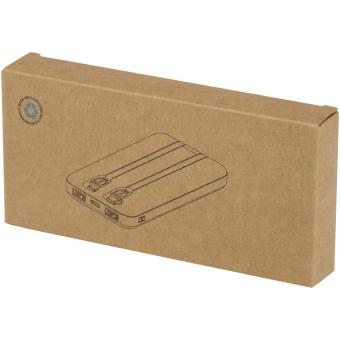 Adhil 10.000 mAh 10W recycled plastic power bank with 2 built-in cables White