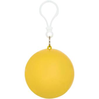 Fog poncho in round plastic container with carabiner Yellow