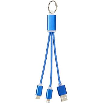 Metal 3-in-1 charging cable with keychain Dark blue