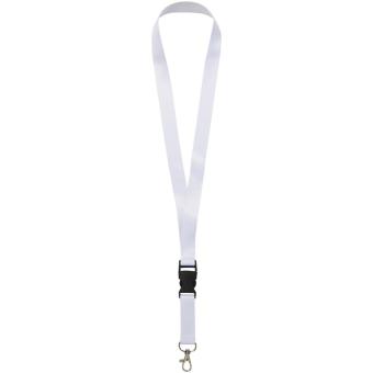 Bucks recycled PET lanyard with safety buckle, black/white Black/white | 10mm