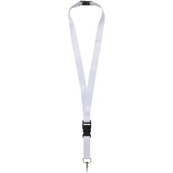 Balta recycled PET lanyard with safety buckle, white White | 15mm