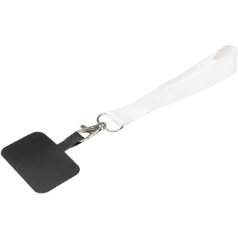 Gaby Mini Lanyard aus RPET mit Telefonhalterung und Sublimationsdruck Schwarz/weiss