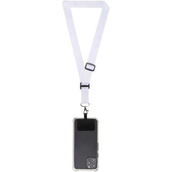 Lyra Verstellbares Lanyard aus RPET mit Telefonhalterung und Sublimationsdruck Schwarz/weiss