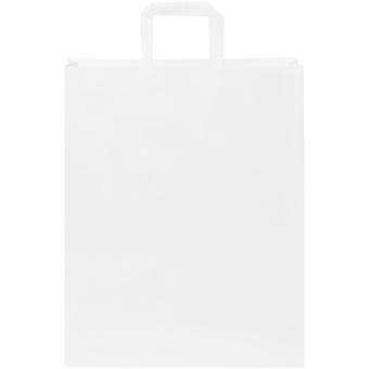 Kraftpapiertasche 80-90 g/m² mit flachen Griffen – groß Weiß