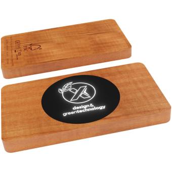 SCX.design P37 5000 mAh kabellose Powerbank aus Holz mit Leuchtlogo Holz