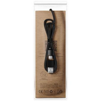 SCX.design C40 5-in-1 rPET light-up logo charging cable and 10W charging pad Bamboo