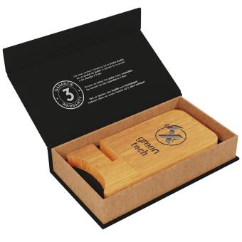 SCX.design W26 10W wooden wireless charging phone stand with light-up logo Timber