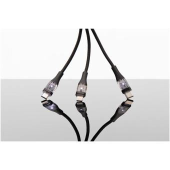 SCX.design C51 60W 5-in-1-Schnellladekabel aus rPET mit Display Schwarz