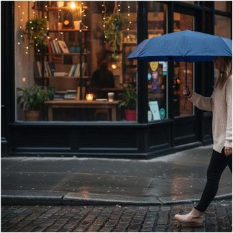 Citizen Green Ondee 22" faltbarer Regenschirm aus recyceltem Material Navy