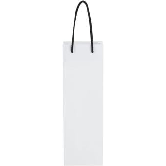 Handmade 170 g/m2 integra paper wine bottle bag with plastic handles White/black