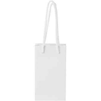 Handgefertigte 170 g/m² Integra-Papiertüte mit Kunststoff Kordelgriffen – 9,5 × 4 × 17 cm Weiß