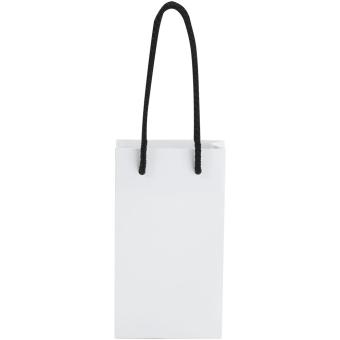 Handgefertigte 170 g/m² Integra-Papiertüte mit Kunststoff Kordelgriffen – 9,5 × 4 × 17 cm Weiß/schwarz