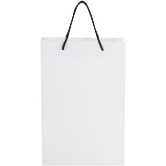 Handmade 170 g/m2 integra paper bag with plastic handles - large White/black