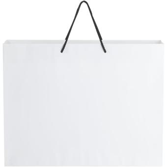 Handgefertigte 170 g/m² Integra-Papiertüte mit Kordelgriffen – XXL Weiß/schwarz