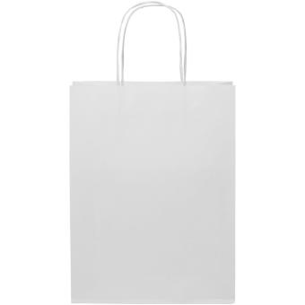 Kraftpapiertasche 120 g/m² mit gedrehten Griffen – 24 × 9 × 32 cm Weiß