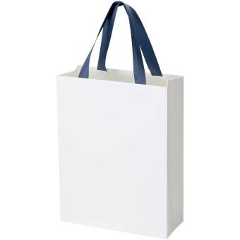 Smartfold Papiertüte, 210 g/m²,  mit Bandgriffen und Glanzlaminierung – 24 x 10 x 32 cm Blau