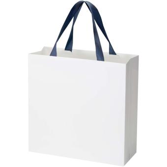 Smartfold Papiertüte, 210 g/m², mit Bandgriffen und Glanzlaminierung – 31 x 12 x 31 cm Blau