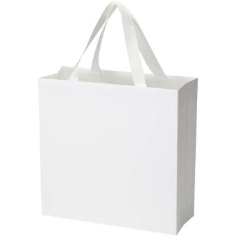 Smartfold Papiertüte, 210 g/m², mit Bandgriffen und matter Laminierung – 31 x 12 x 31 cm Weiß