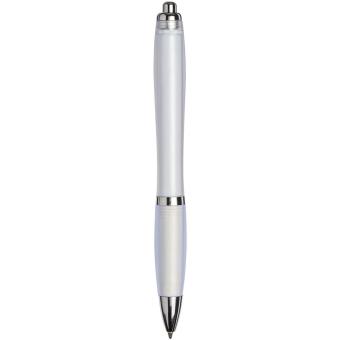 Curvy ballpoint pen with frosted barrel and grip Weiß