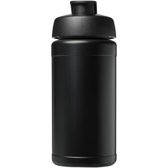 Baseline 500 ml recycelte Sportflasche mit Klappdeckel Schwarz/schwarz