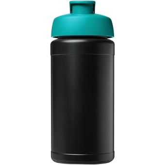 Baseline 500 ml recycelte Sportflasche mit Klappdeckel Schwarz/indyblau
