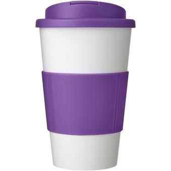 Americano® 350 ml tumbler with grip & spill-proof lid White/purple