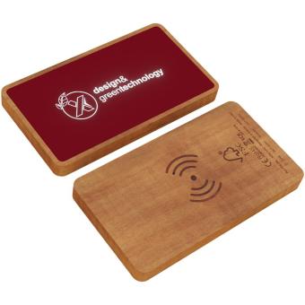 SCX.design P36 5000 mAh kabellose Powerbank mit Leuchtlogo, Mittelrot Mittelrot, Holz