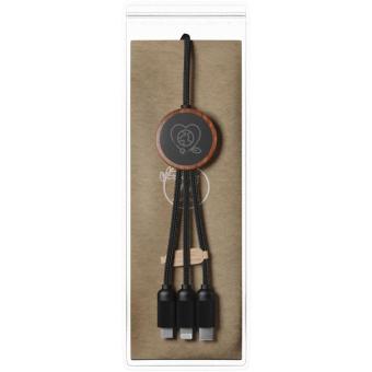SCX.design C36 3-in-1 rPET light-up logo extended charging cable with round bamboo casing Timber