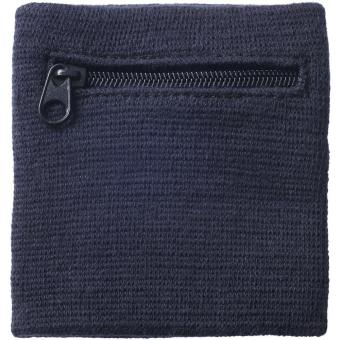 Brisky performance wristband with zippered pocket Navy