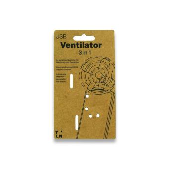 USB Ventilator 3 in 1 Blau | Trägerkarte natur