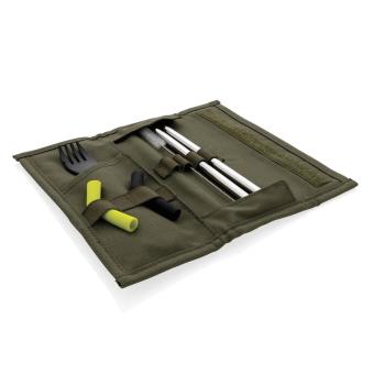 XD Collection Tierra 2pcs straw and cutlery set in pouch Green