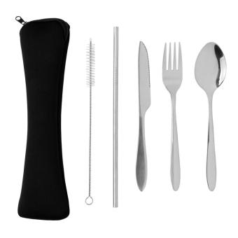 XD Collection 4 PCS stainless steel re-usable cutlery set Silver